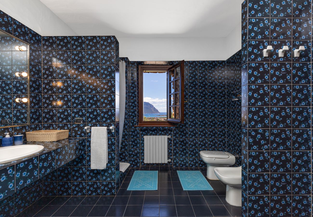 Villa Halliv - modern bathroom with spacious shower in rental villa in Porto San Paolo