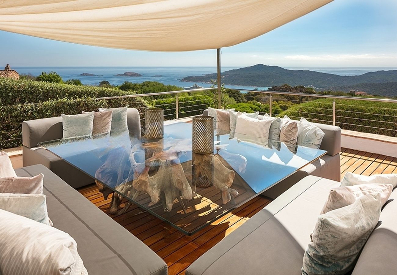 Villa Wave - Panoramic terrace with elegant furniture, villa for rent in Costa Smeralda, Italy